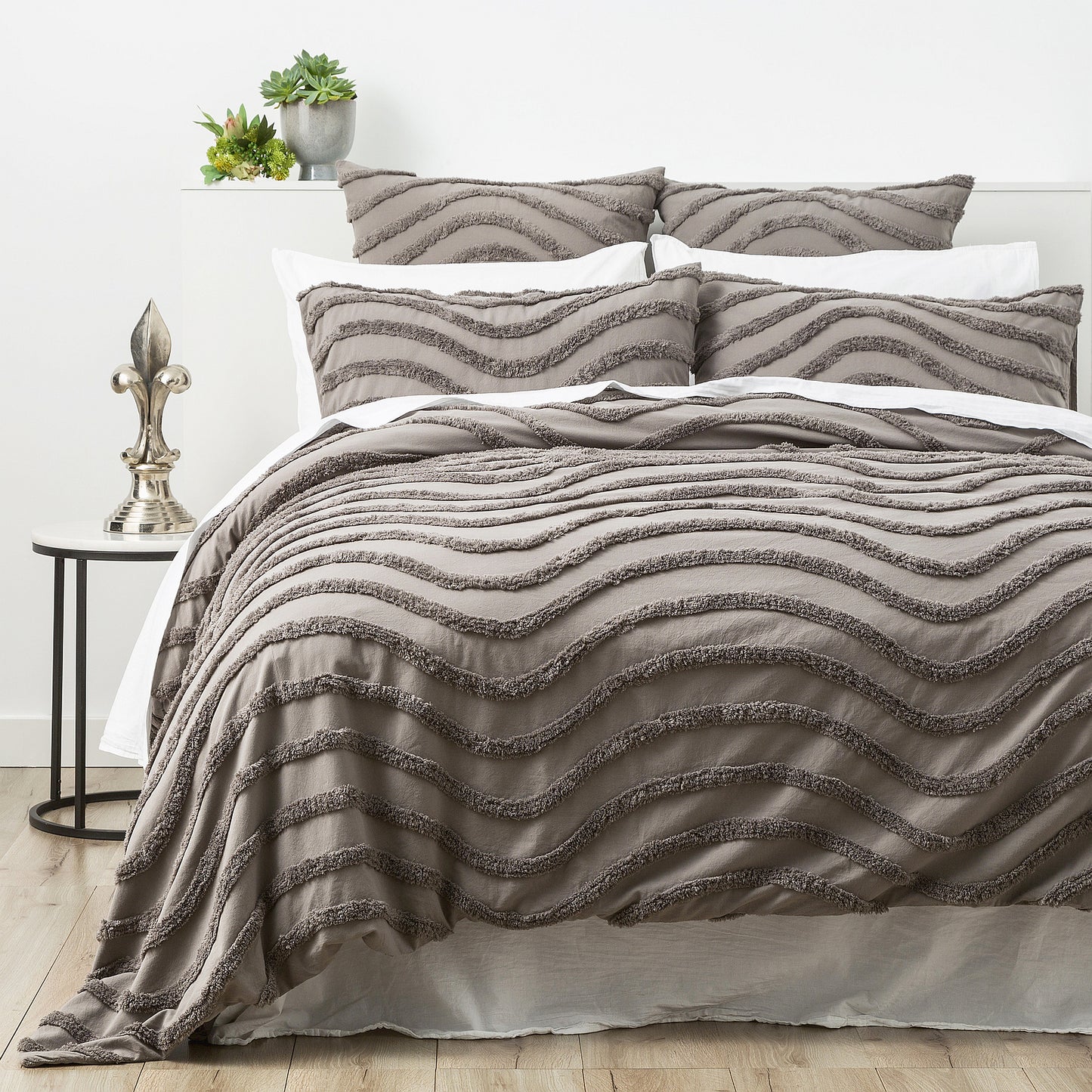 Chenille Wave 100% Cotton Quilt Cover Set - Tufted Vintage Washed