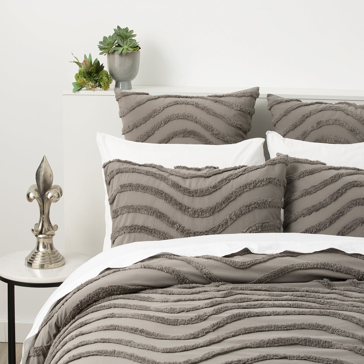 Chenille Wave 100% Cotton Quilt Cover Set - Tufted Vintage Washed