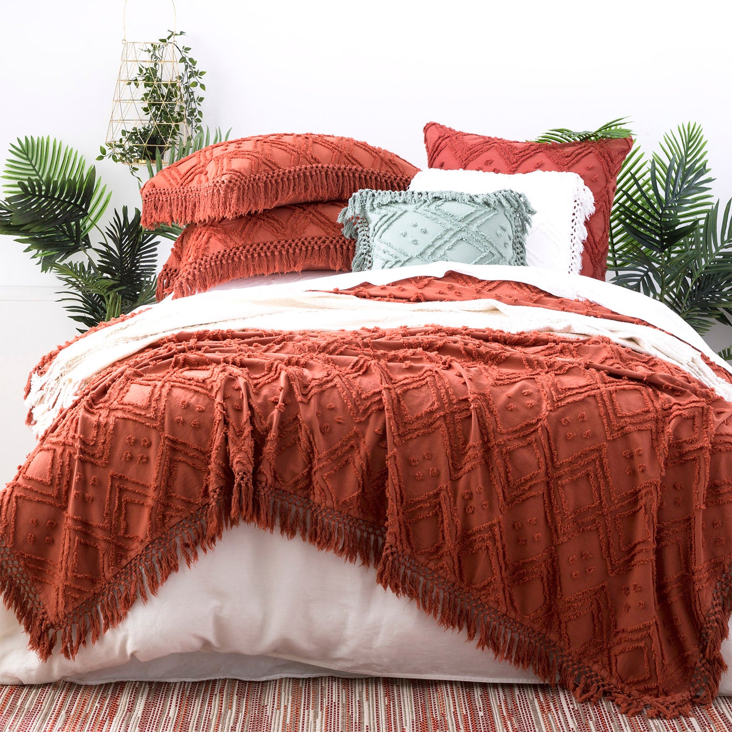 Park avenue 100% Cotton Chenille Vintage washed Tufted Bed Cover set