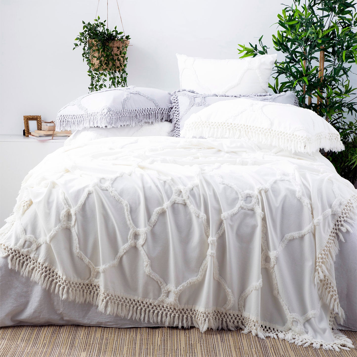 Park avenue 100% Cotton Chenille Vintage washed Tufted Bed Cover set