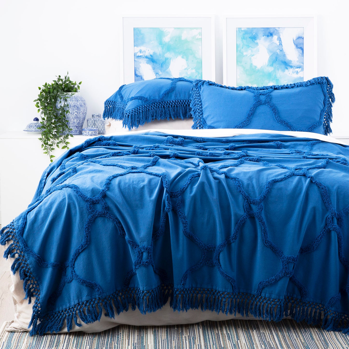Park avenue 100% Cotton Chenille Vintage washed Tufted Bed Cover set