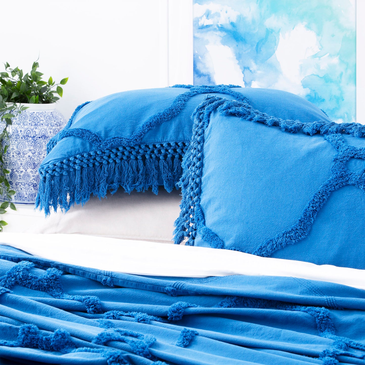 Park avenue 100% Cotton Chenille Vintage washed Tufted Bed Cover set