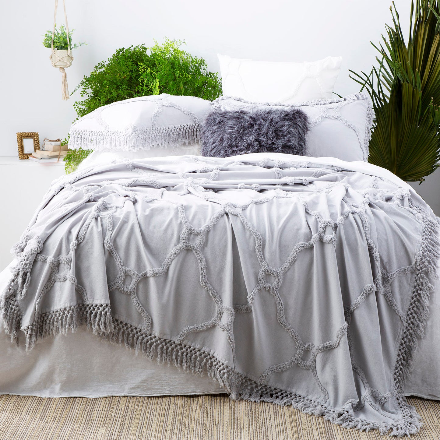 Park avenue 100% Cotton Chenille Vintage washed Tufted Bed Cover set
