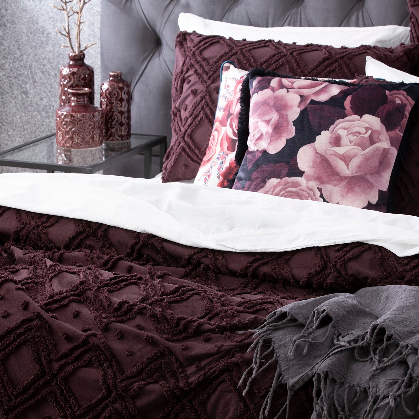 Medallion Tufted Euro Pillow Case - Vintage Washed Cotton