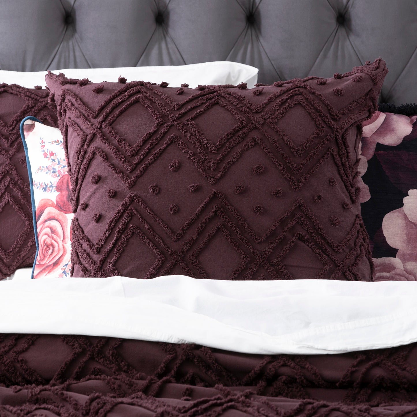 Medallion Tufted Euro Pillow Case - Vintage Washed Cotton