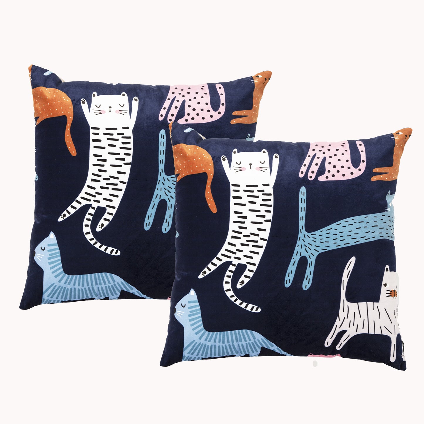 Twin Pack Velvet Printed Cushions - Filled