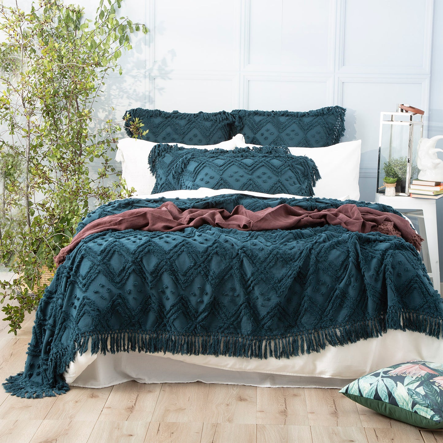 Park avenue 100% Cotton Chenille Vintage washed Tufted Bed Cover set