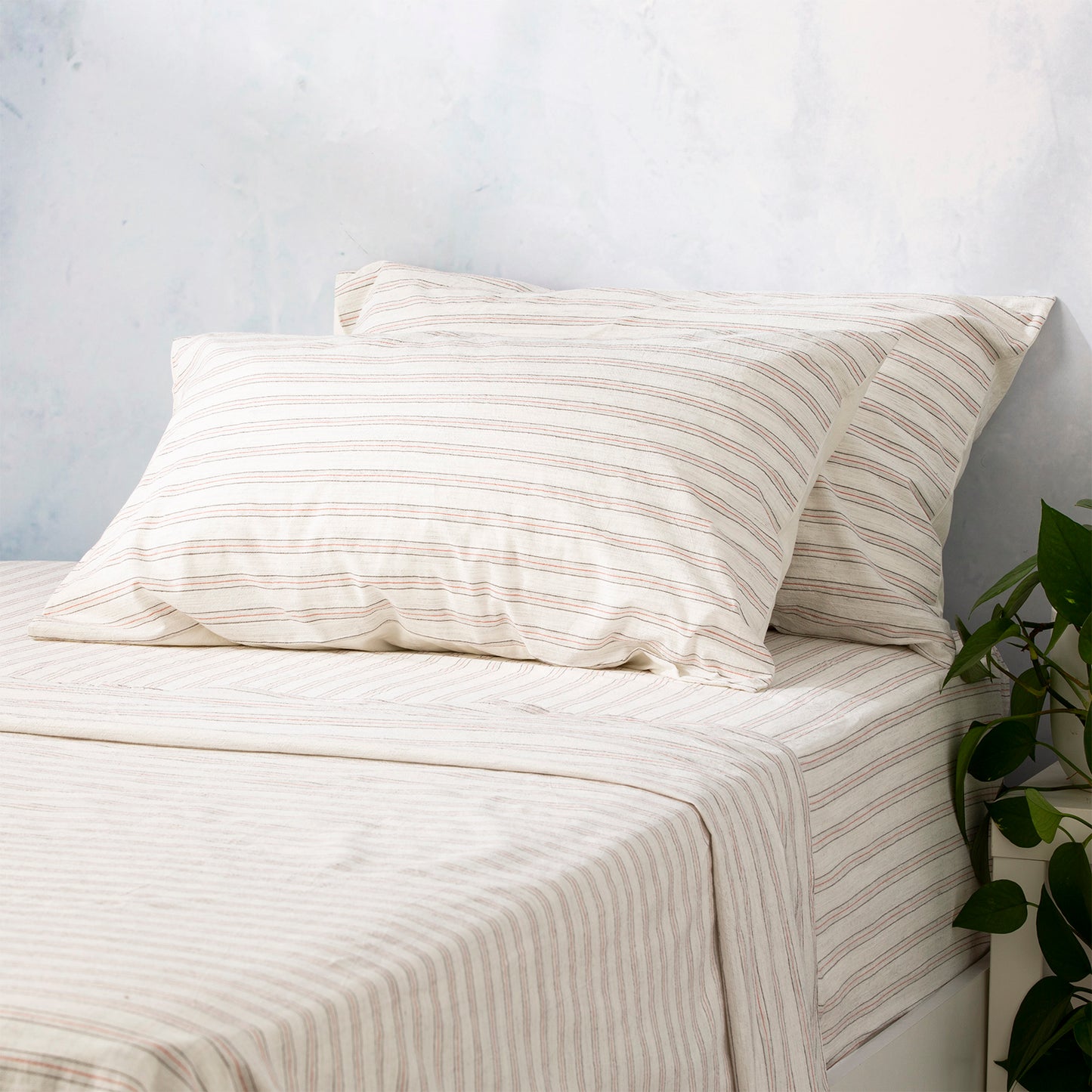 Vintage Washed Cotton Sheet Set - Yarn Dyed - Ticking Stripe