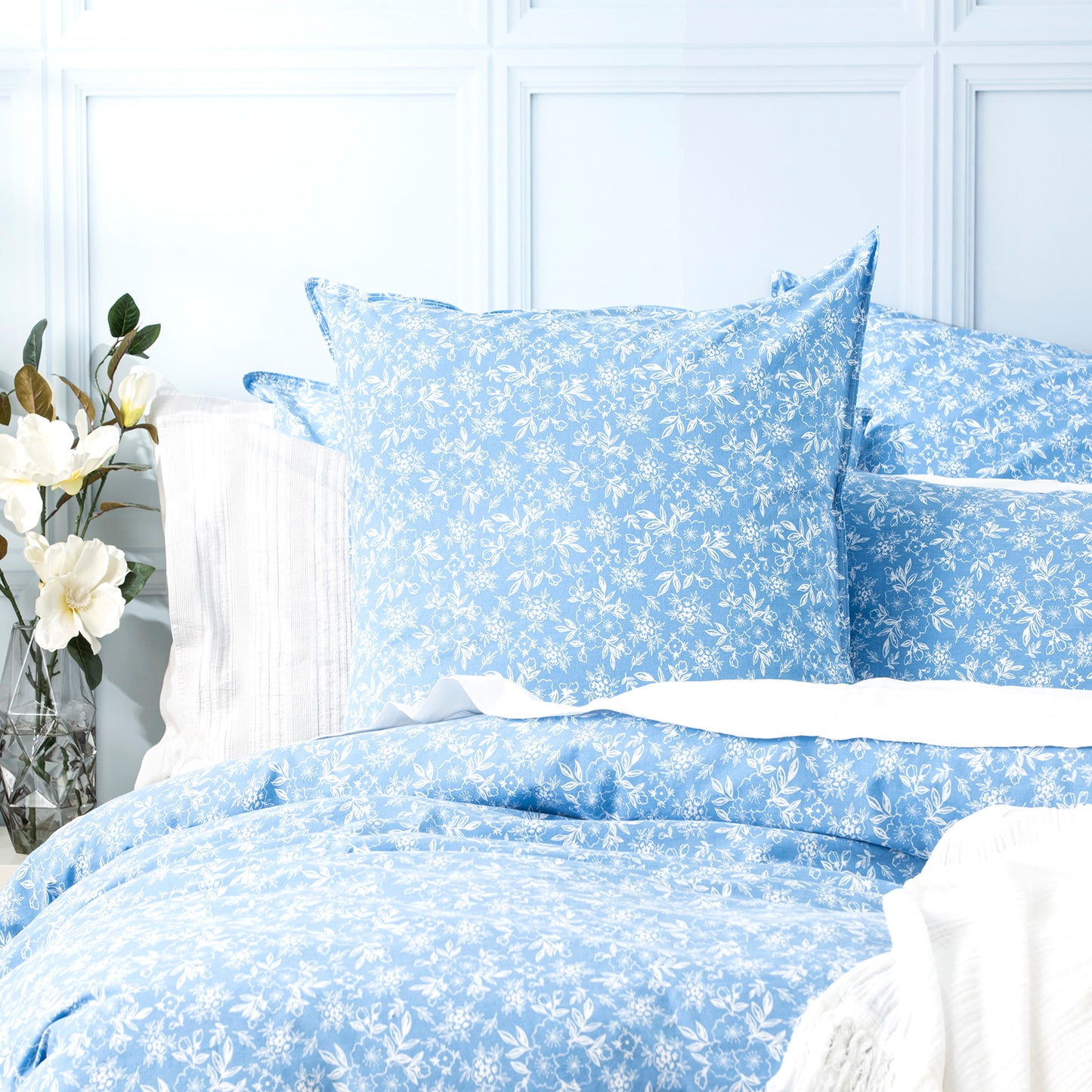 European Printed Cotton Euro Pillow Case - Vintage Washed