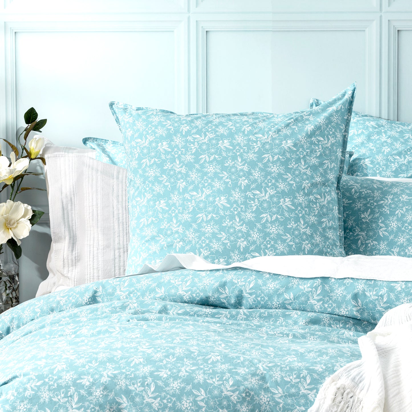 European Printed Cotton Euro Pillow Case - Vintage Washed
