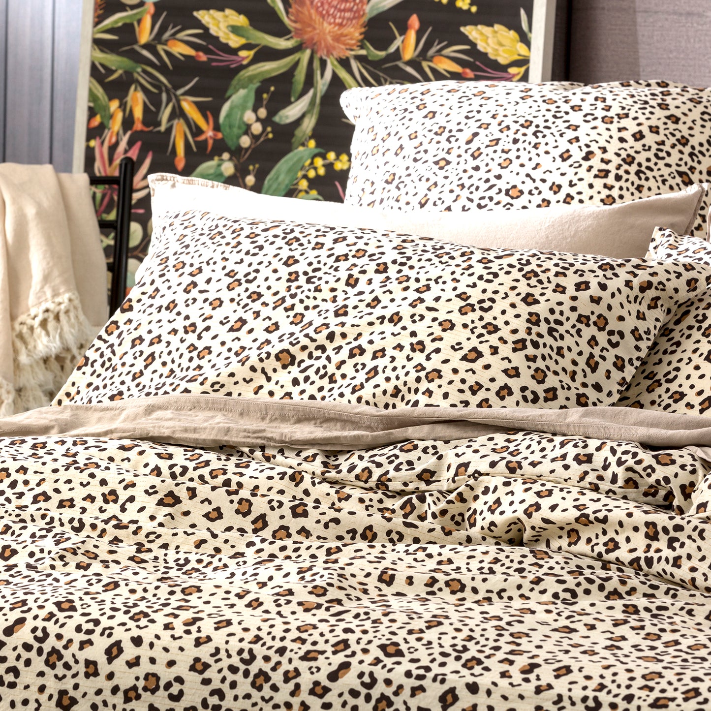 European Printed Cotton Euro Pillow Case - Vintage Washed