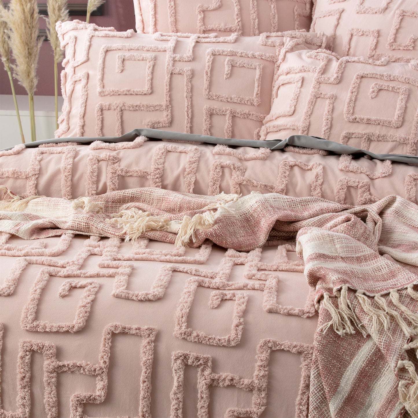 Riley Chenille Cotton Euro Pillow Case - Tufted - Vintage Washed