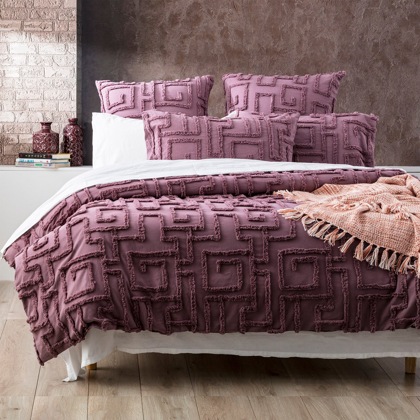 Riley Chenille Cotton Euro Pillow Case - Tufted - Vintage Washed