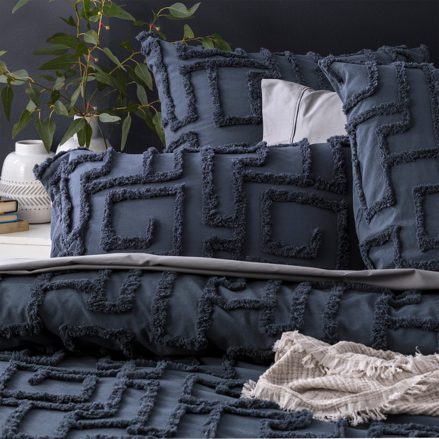 Chenille Tufted Quilt Cover Set - Vintage Washed Cotton - Riley