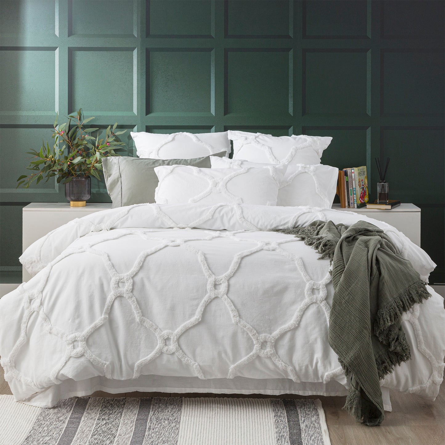 Moroccan 100% Chenille Cotton Euro Pillow Case - Tufted - Vintage Washed