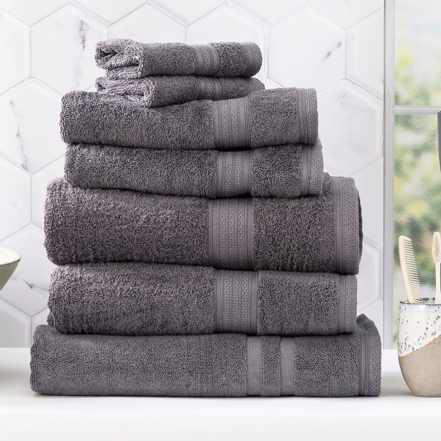 7 Piece Stella Towel Set - 650 GSM Super Soft Bamboo Cotton