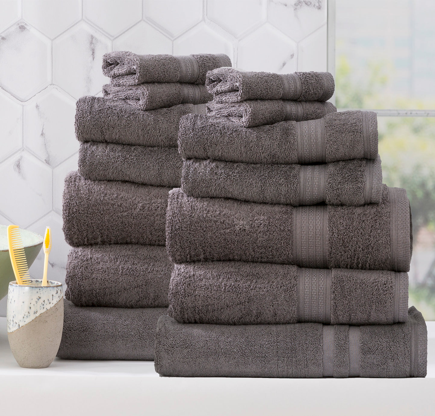 14 Piece Stella Towel Set - 650 GSM Super Soft Bamboo Cotton