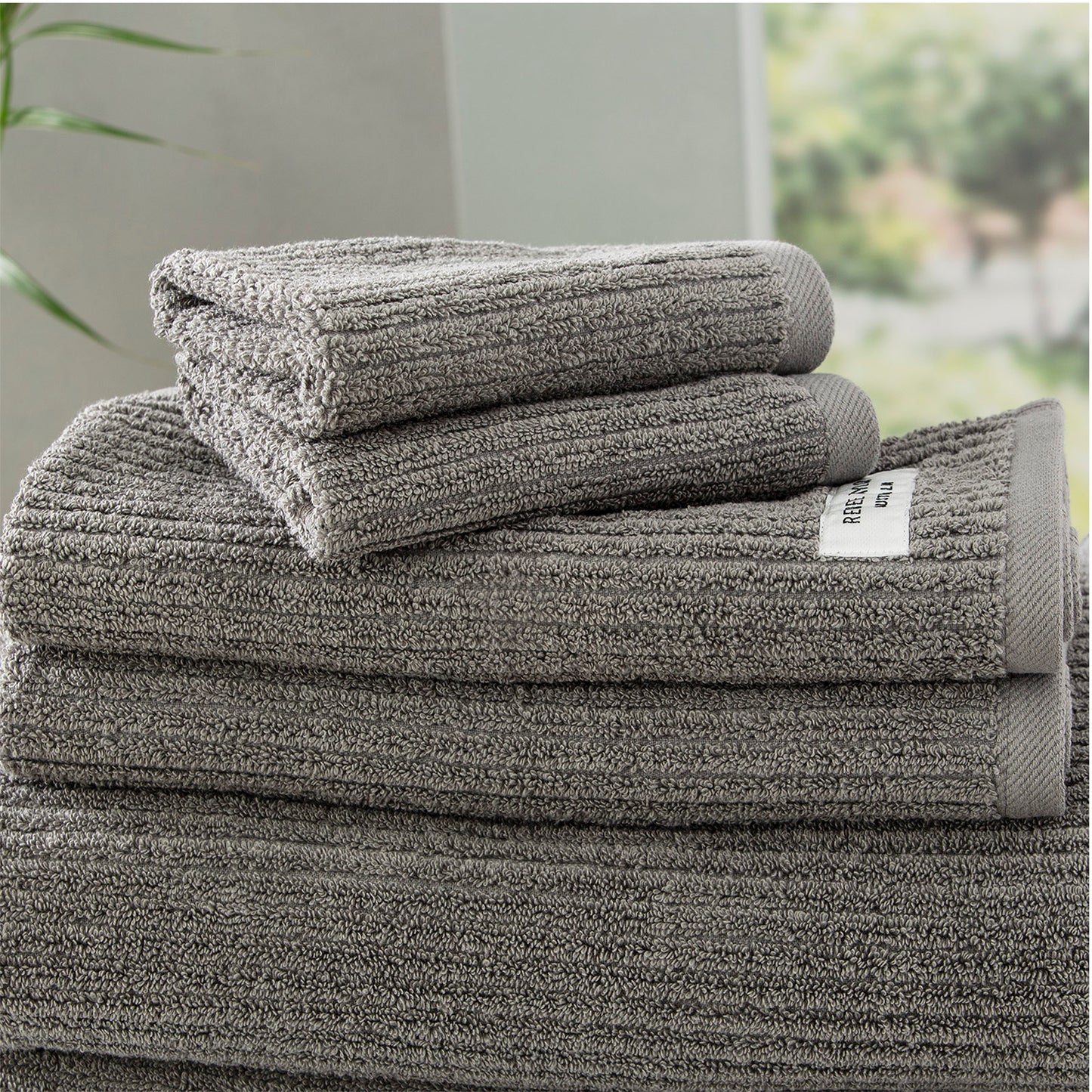 7 Piece Cobblestone Towel Set - 650 GSM Ribbed Cotton