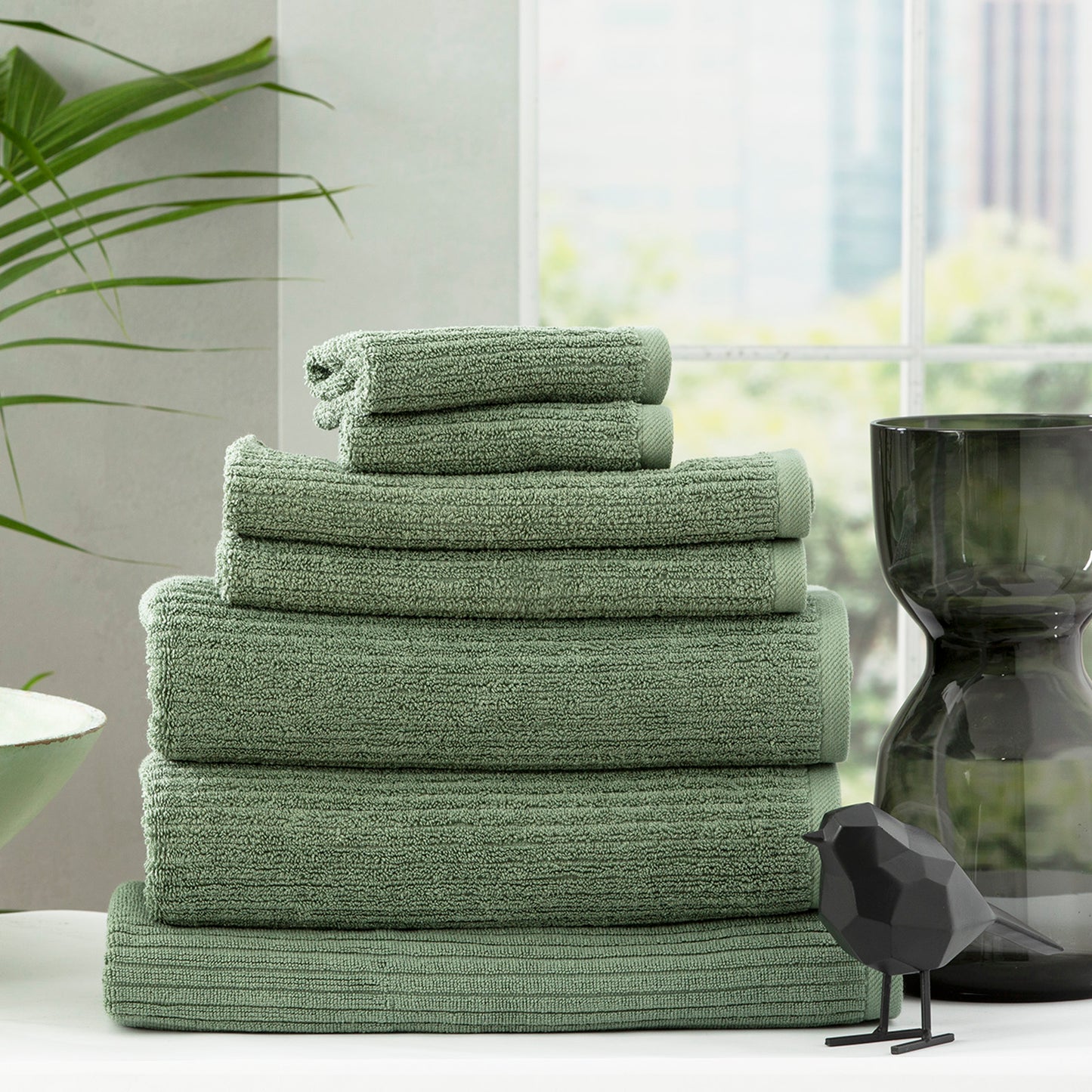 7 Piece Cobblestone Towel Set - 650 GSM Ribbed Cotton
