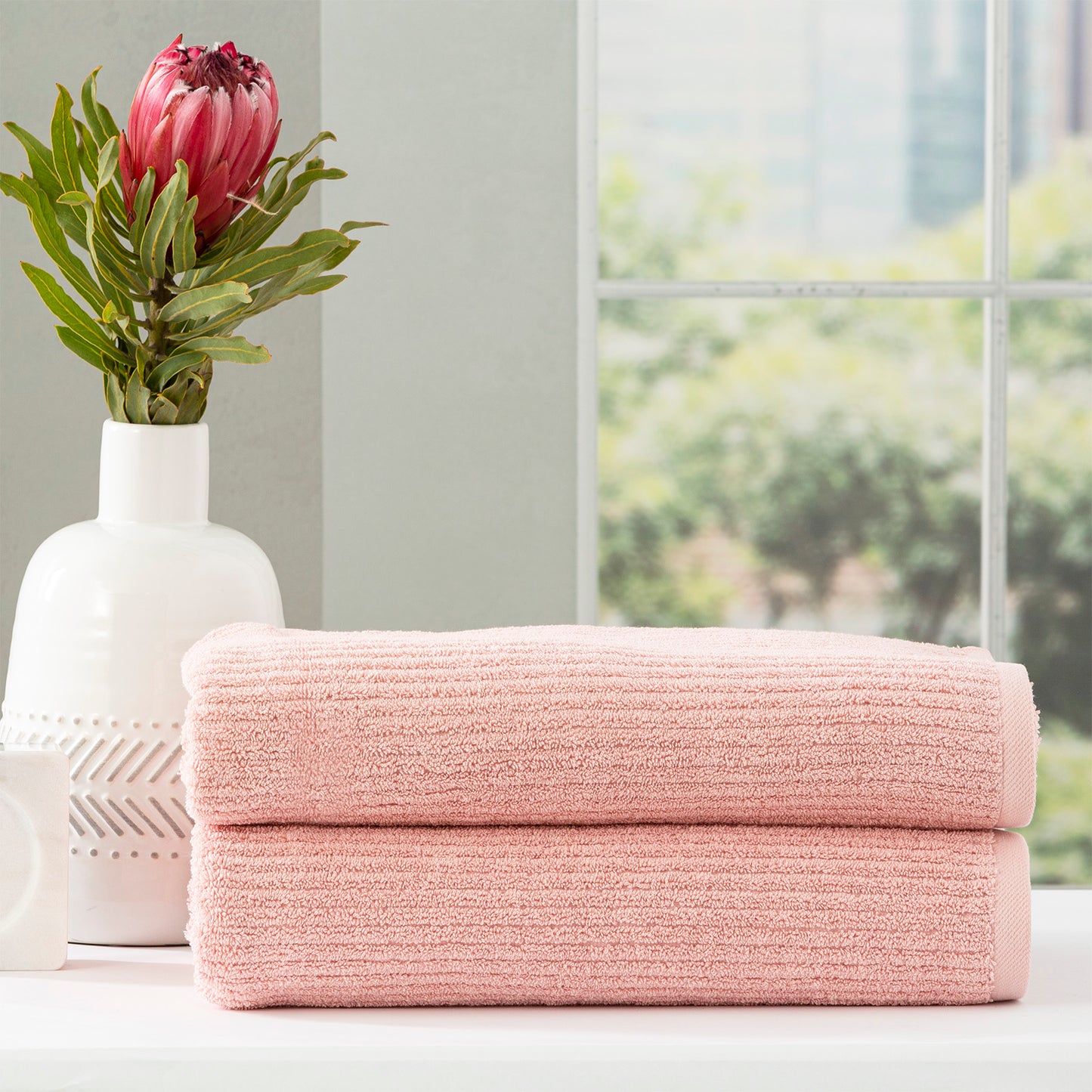 2 Pack Cobblestone Bath Sheets - 650 GSM Ribbed Cotton