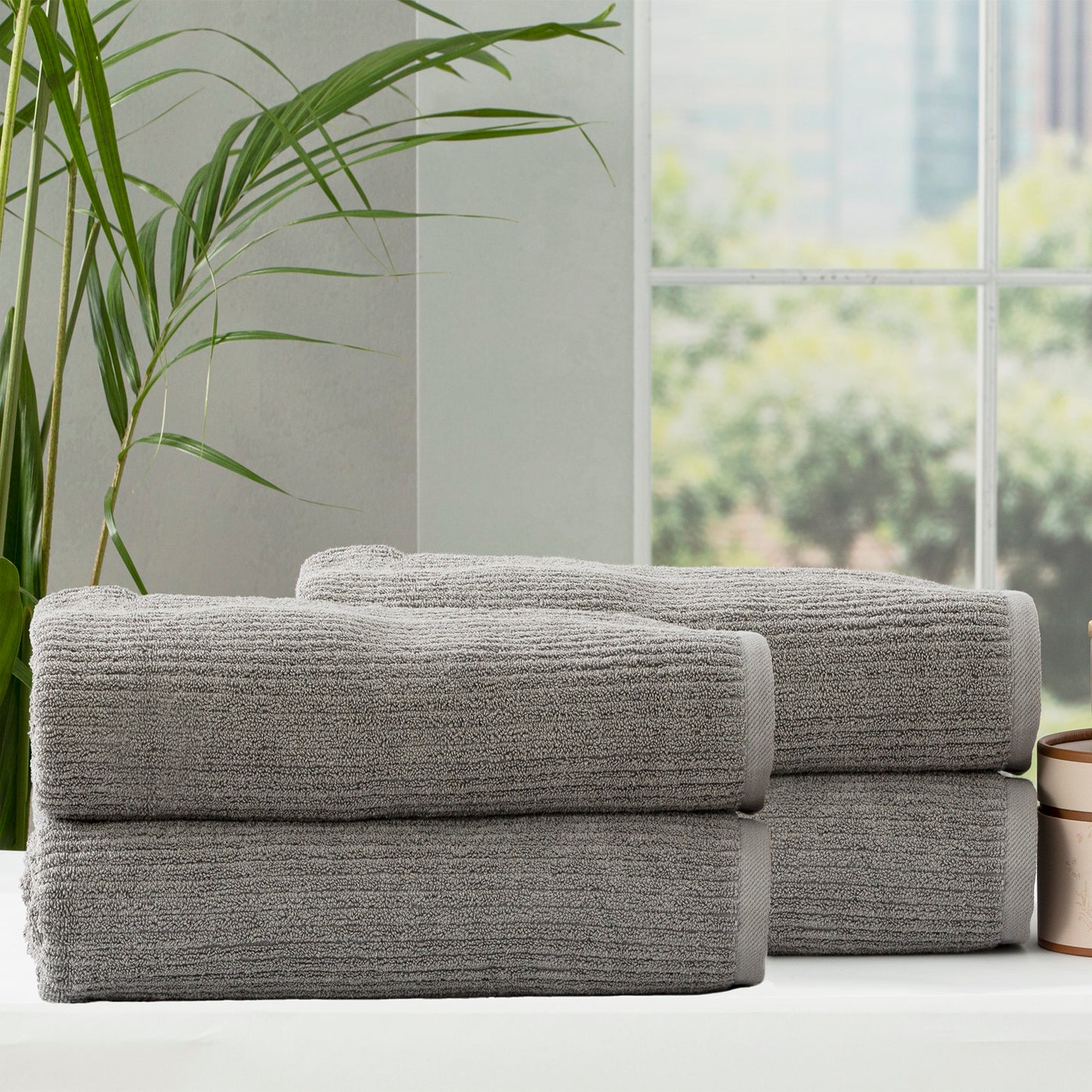 4 Pack Cobblestone Bath Sheets - 650 GSM Ribbed Cotton