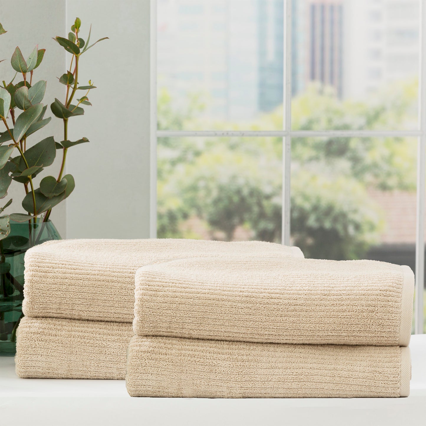 4 Pack Cobblestone Bath Sheets - 650 GSM Ribbed Cotton