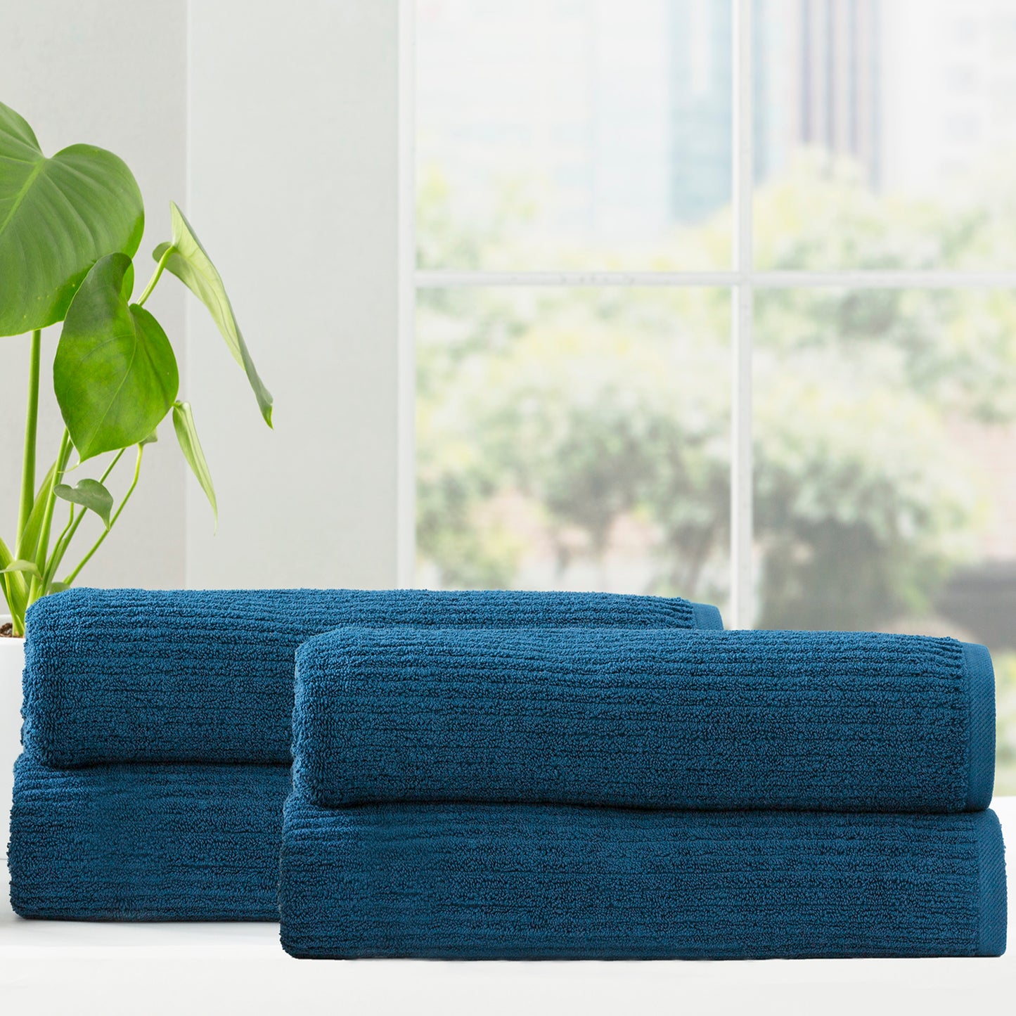 4 Pack Cobblestone Bath Sheets - 650 GSM Ribbed Cotton