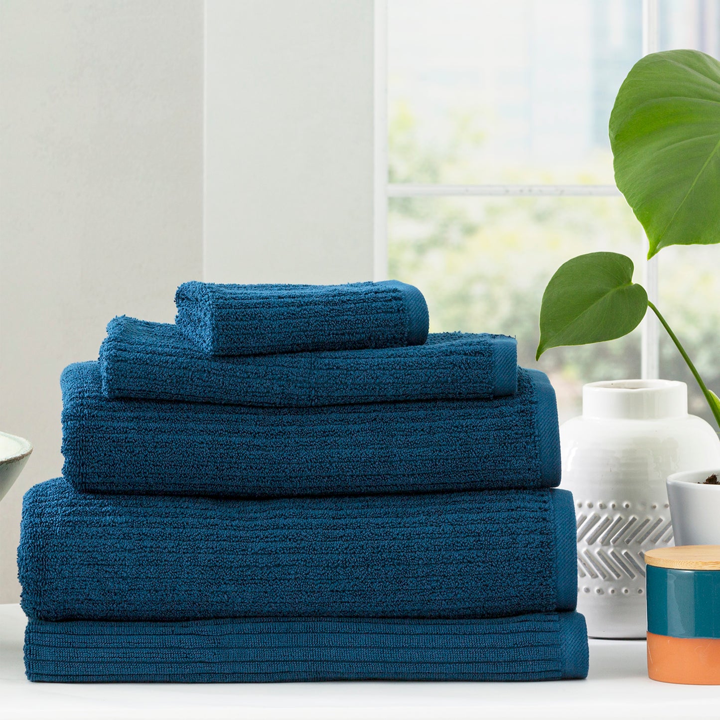 5 Piece Cobblestone Towel Set - 650 GSM Ribbed Cotton