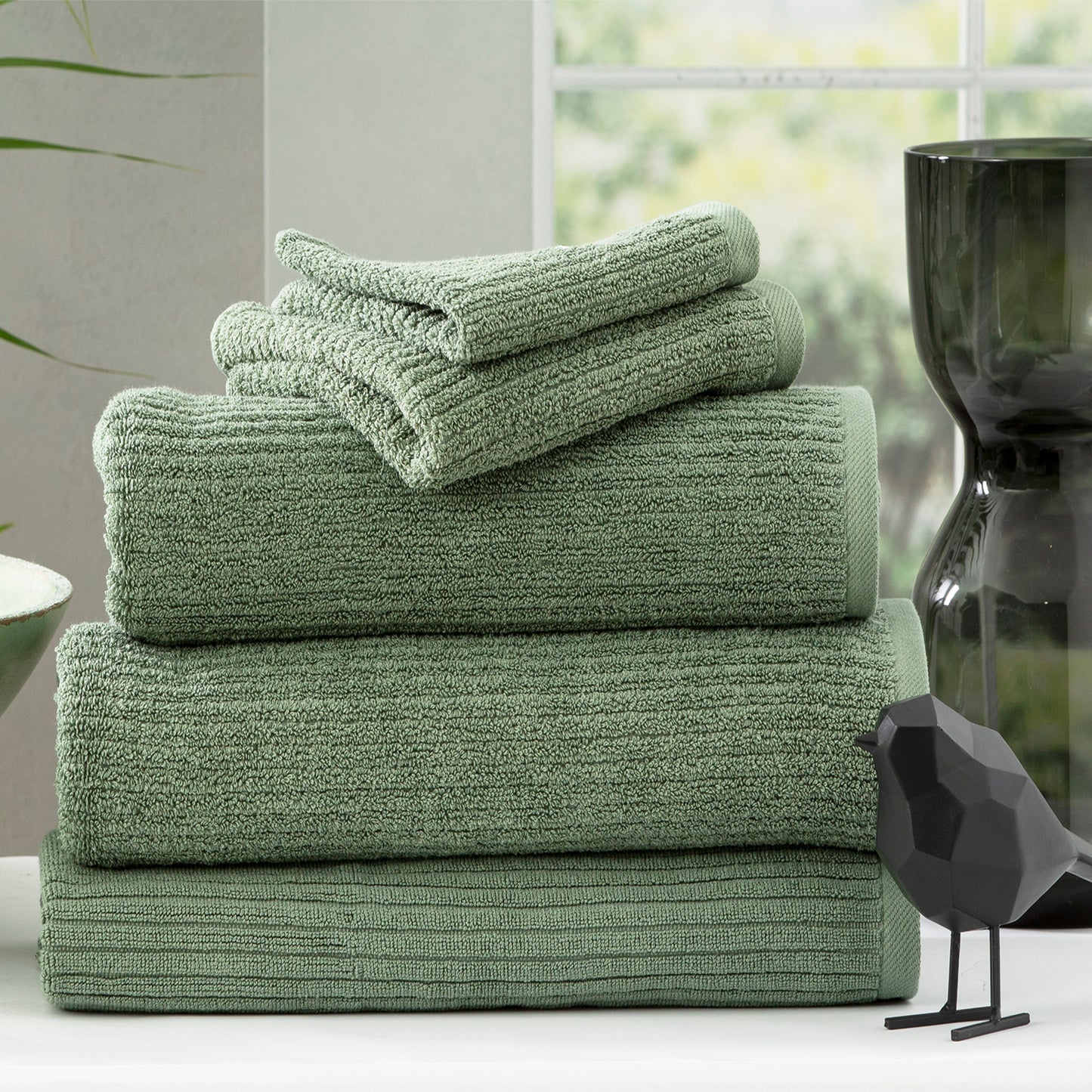 5 Piece Cobblestone Towel Set - 650 GSM Ribbed Cotton