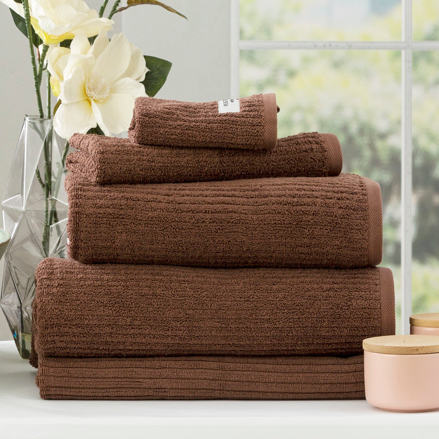 5 Piece Cobblestone Towel Set - 650 GSM Ribbed Cotton