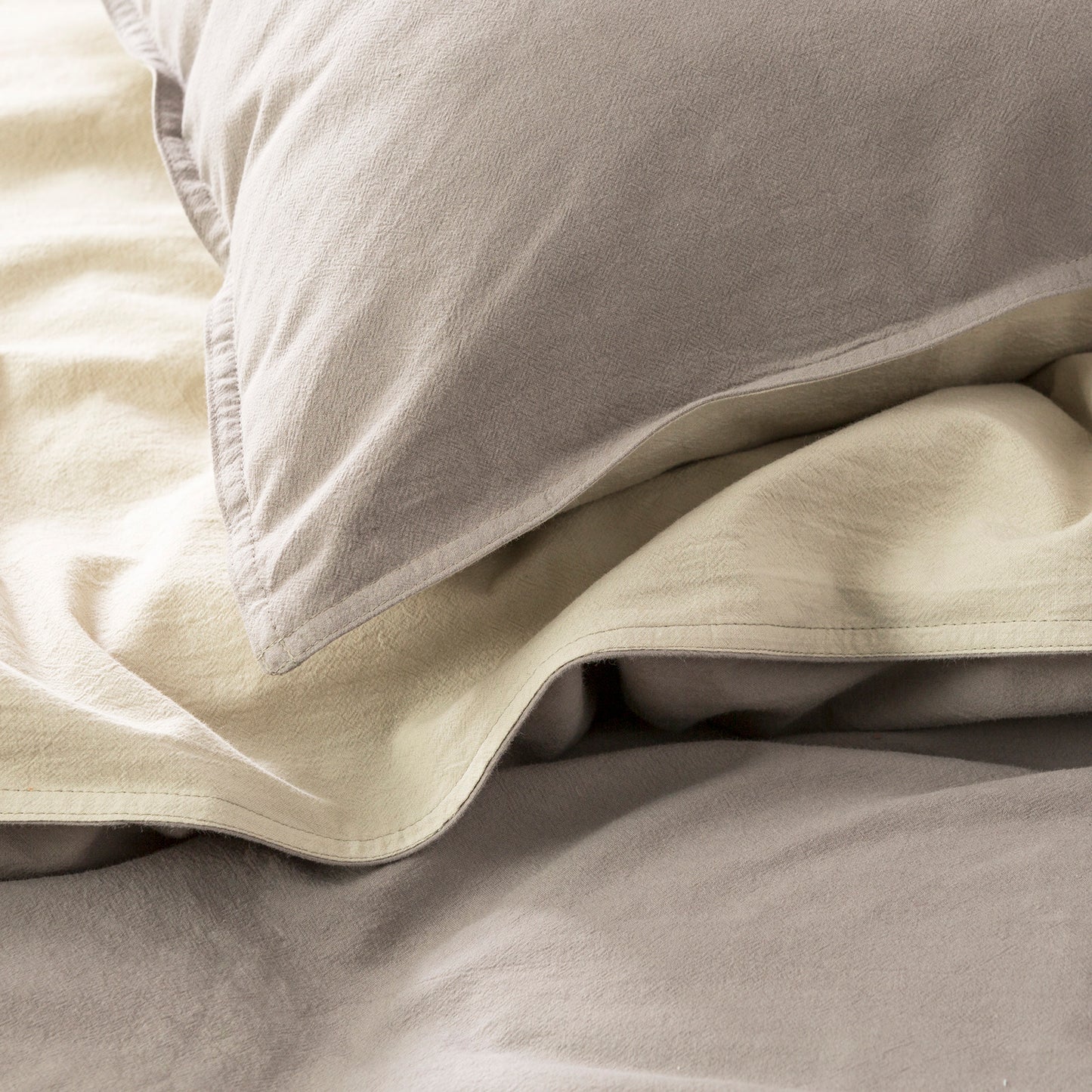 Essentials Reversible Quilt Cover Set - Vintage Stone Washed