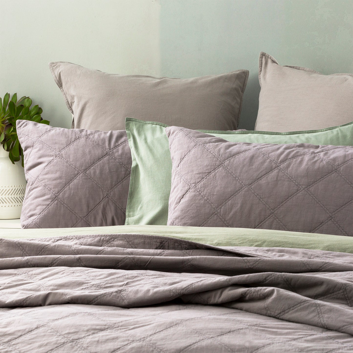 Attwood Cotton Coverlet Set Single/Double - Vintage Stone Washed - Quilted