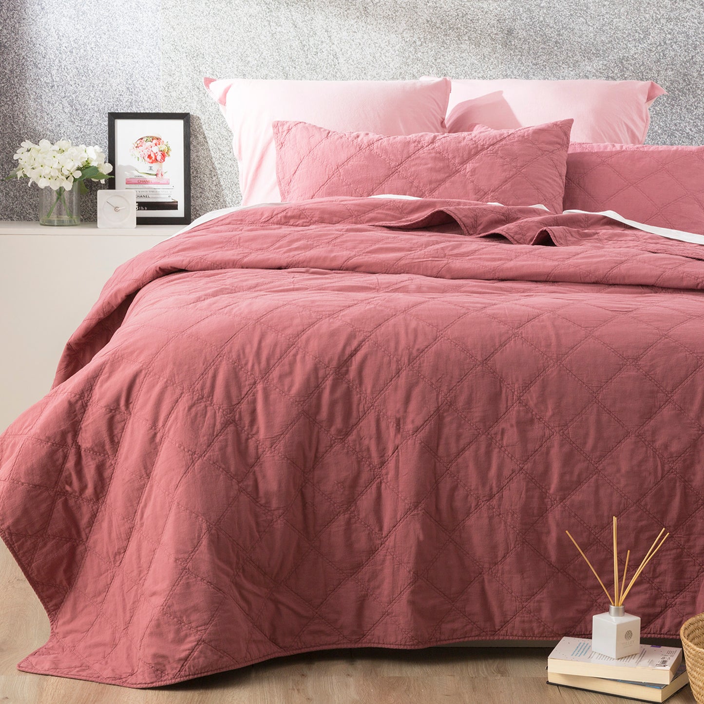 Attwood Cotton Coverlet Set Single/Double - Vintage Stone Washed - Quilted