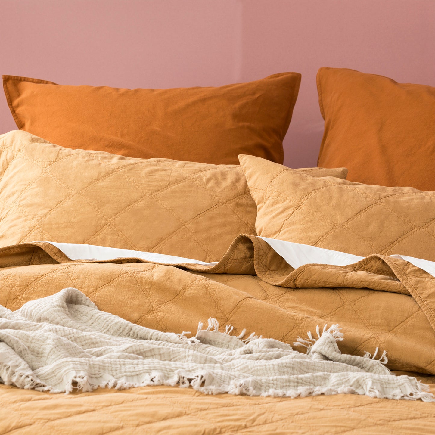 Attwood Cotton Coverlet Set Single/Double - Vintage Stone Washed - Quilted