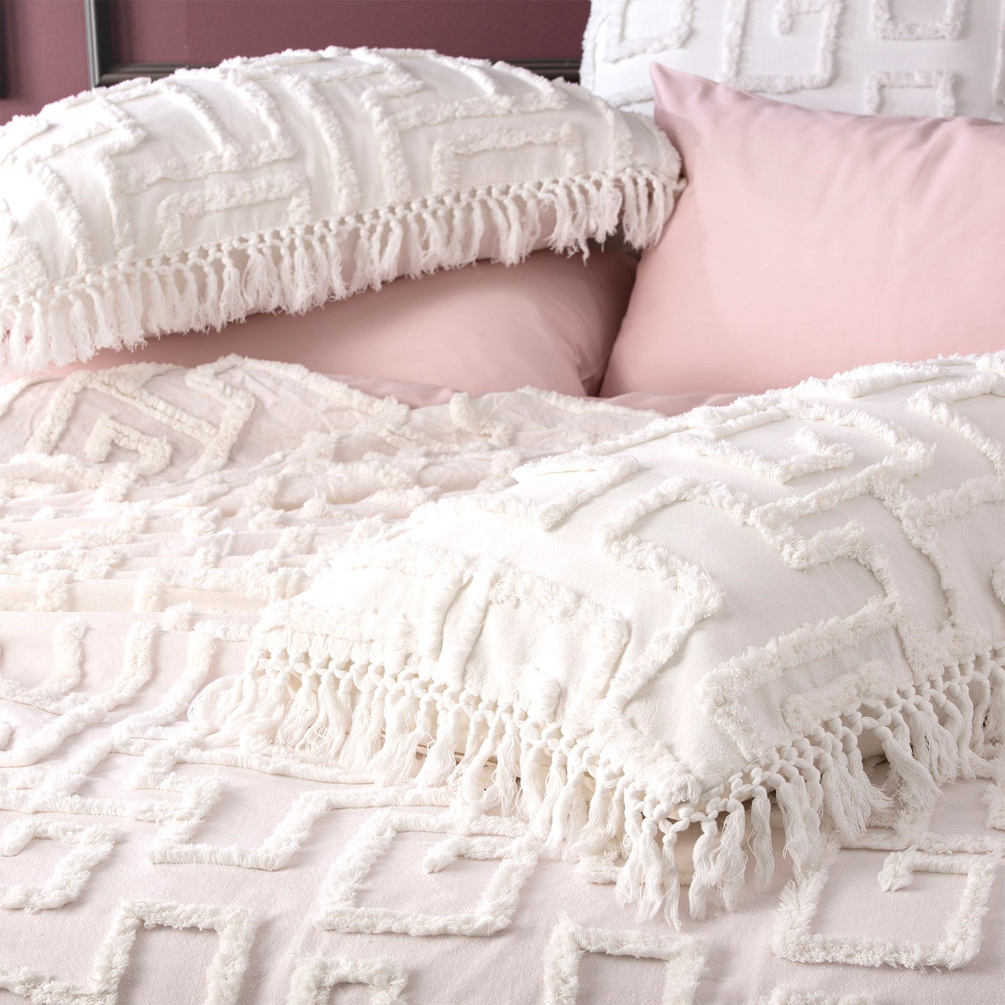 Renee Taylor Riley 100% Cotton Vintage Washed Tufted Bed Cover Set