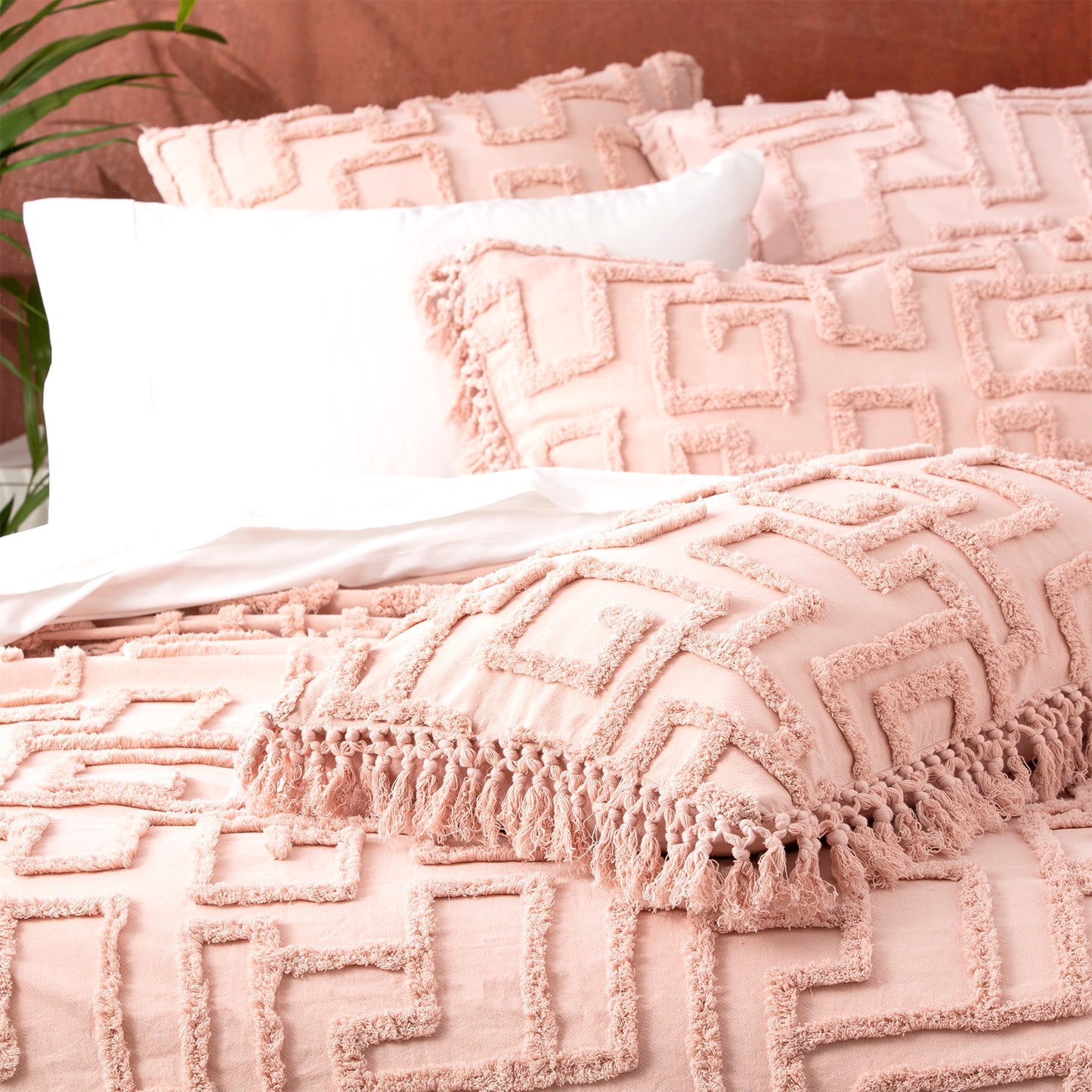 Renee Taylor Riley 100% Cotton Vintage Washed Tufted Bed Cover Set