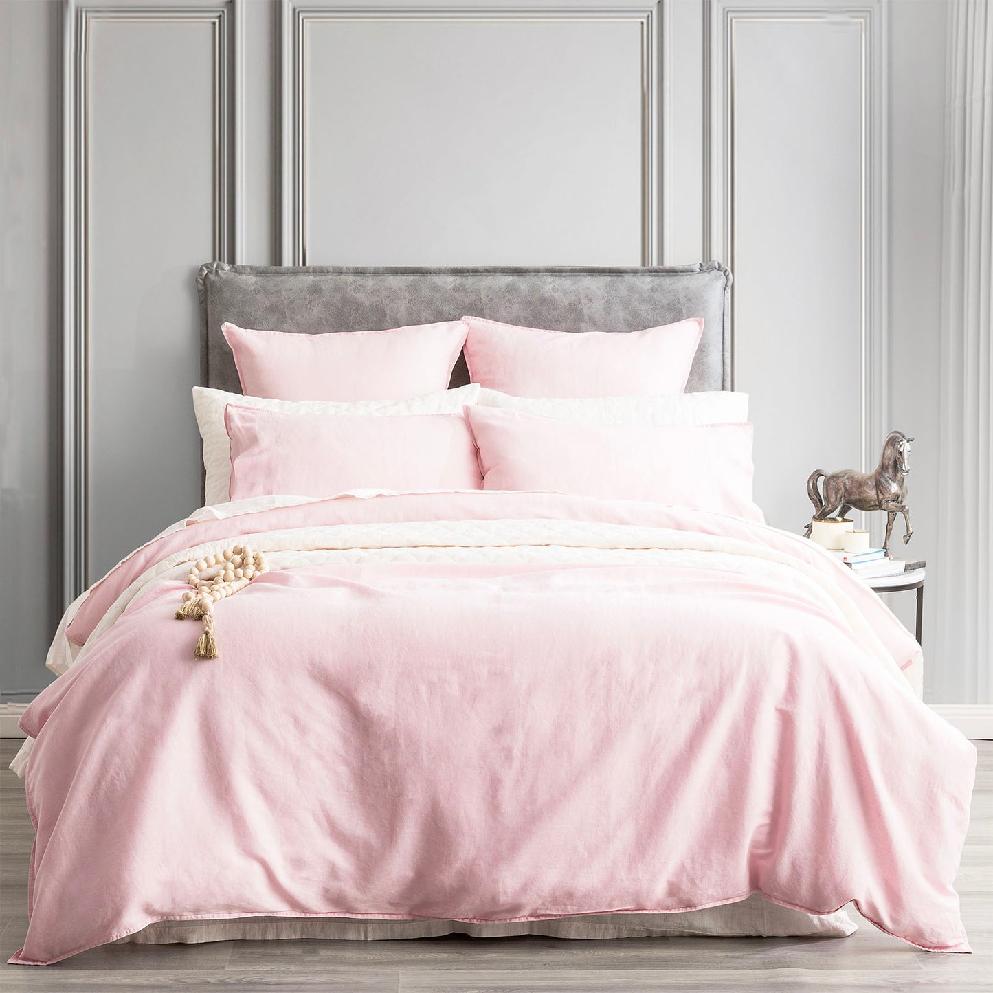 Cavallo 100% French Linen Quilt Cover Set - Stone Washed