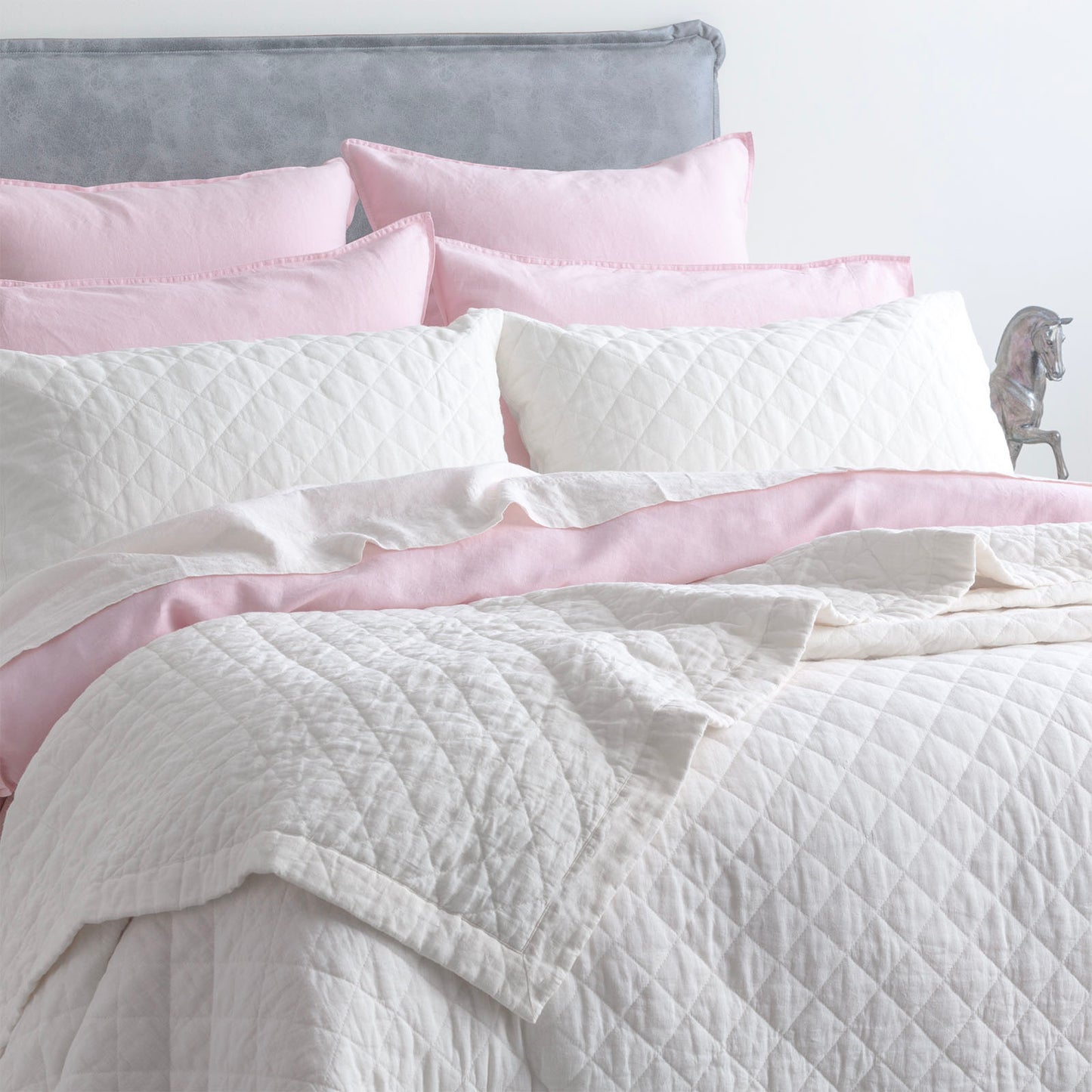 Cavallo French Linen Coverlet Set - Quilted - Stone Washed