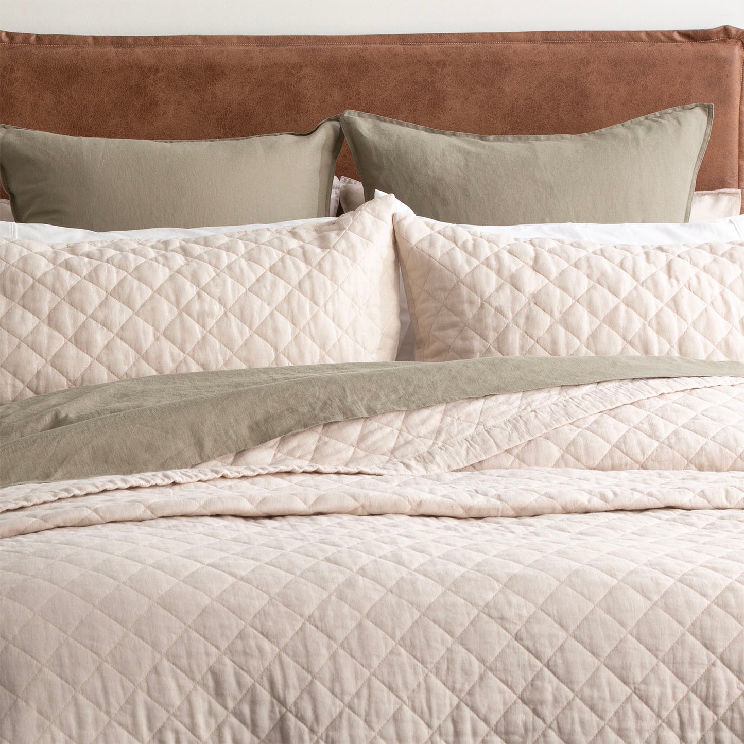 Cavallo French Linen Coverlet Set - Quilted - Stone Washed