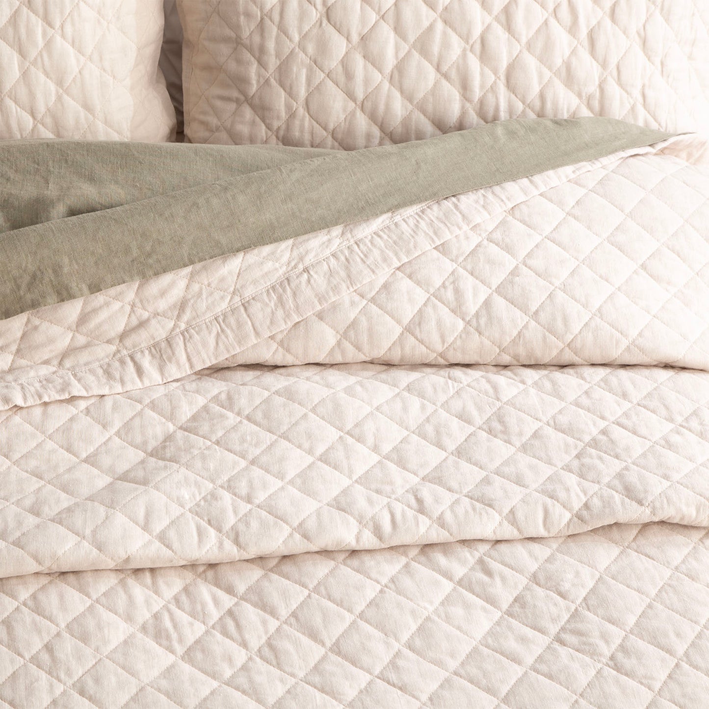 Cavallo French Linen Coverlet Set - Quilted - Stone Washed