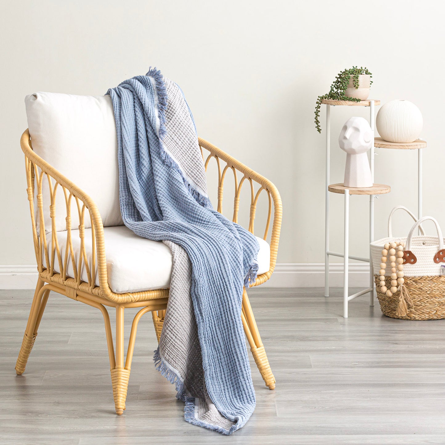Dreamy Textured Cotton Throw - Yarn Dyed Vintage Washed