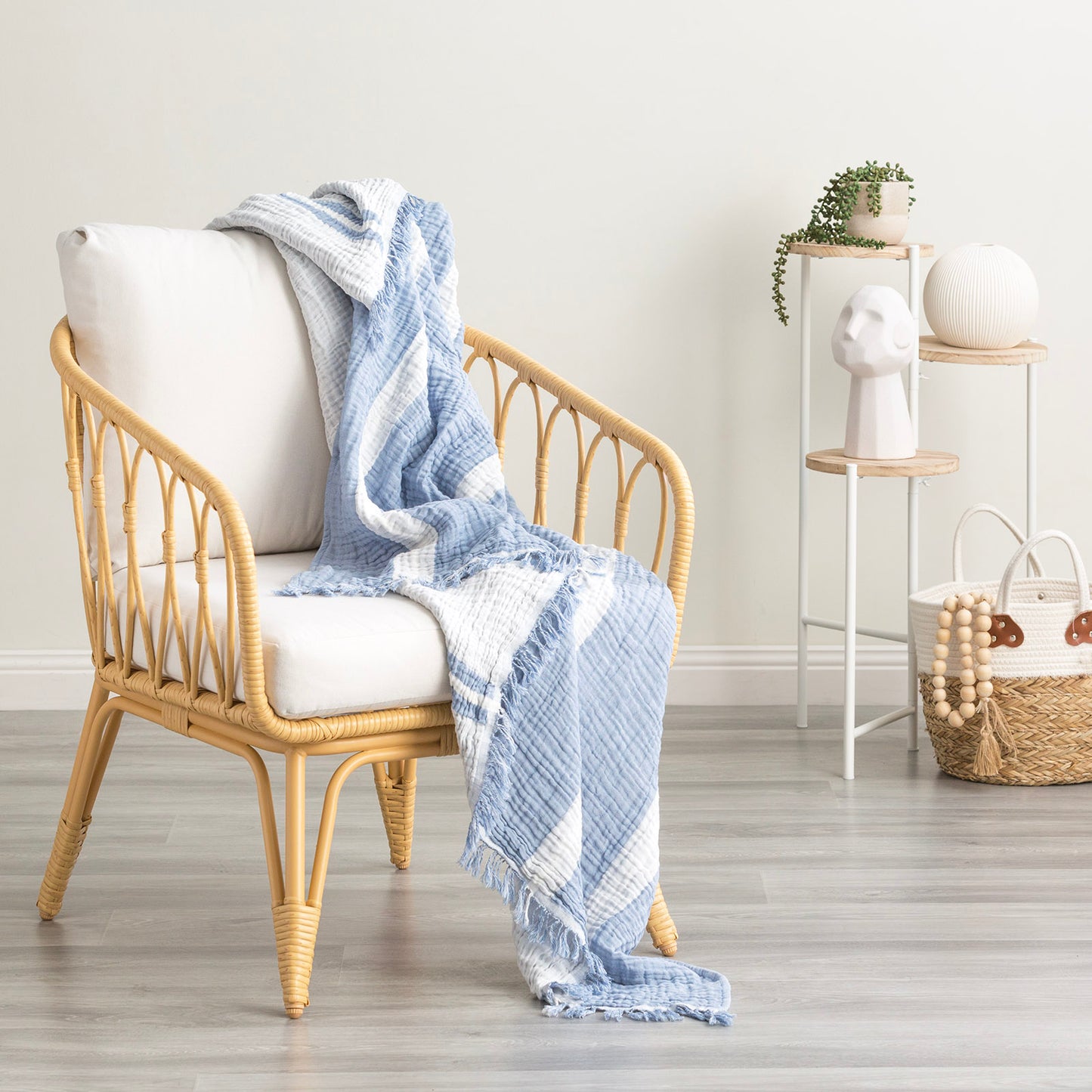 Atlantic Reversible Textured Cotton Throw - Yarn Dyed Vintage Washed