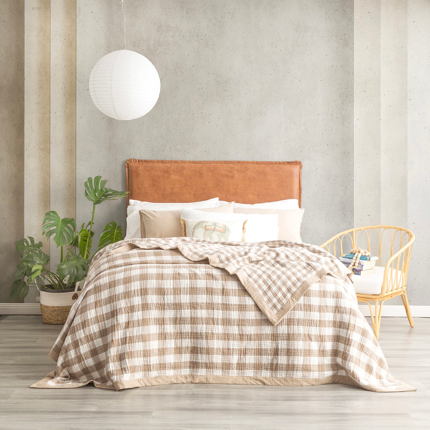Gingham Reversible Textured Blanket - Yarn Dyed Washed Cotton