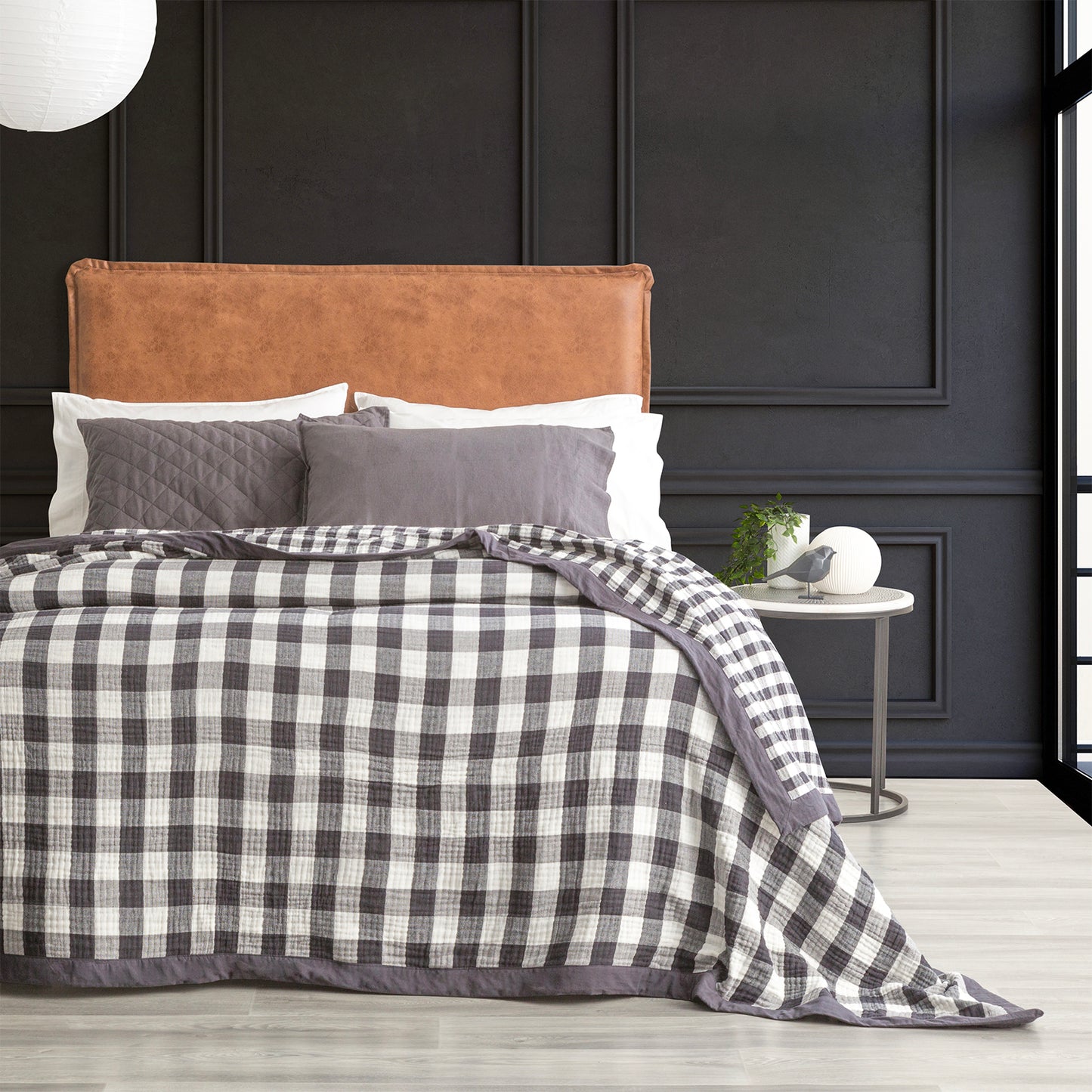 Gingham Reversible Textured Blanket - Yarn Dyed Washed Cotton