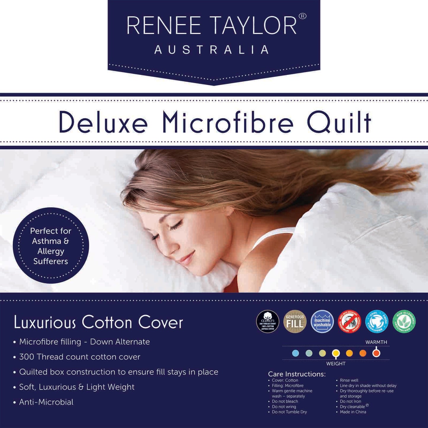 Renee Taylor 600 GSM Deluxe High Loft Quilt With Cotton Cover Premium Microfiber Filling
