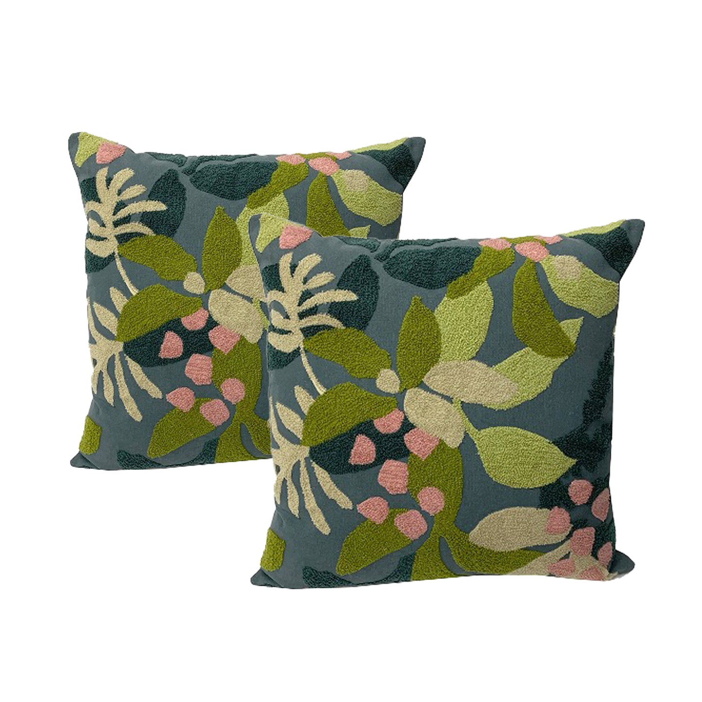 Twin Pack Cotton Embroidered Cushions - 50 x 50cm