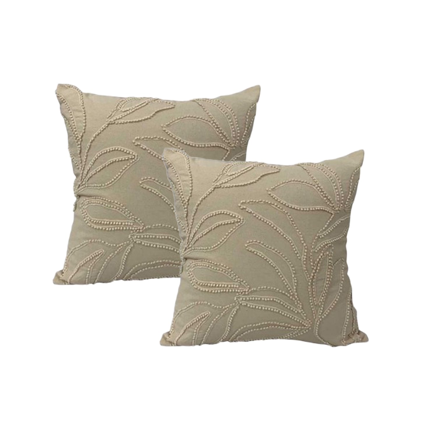 Twin Pack Cotton Embroidered Cushions - 40 x 60cm