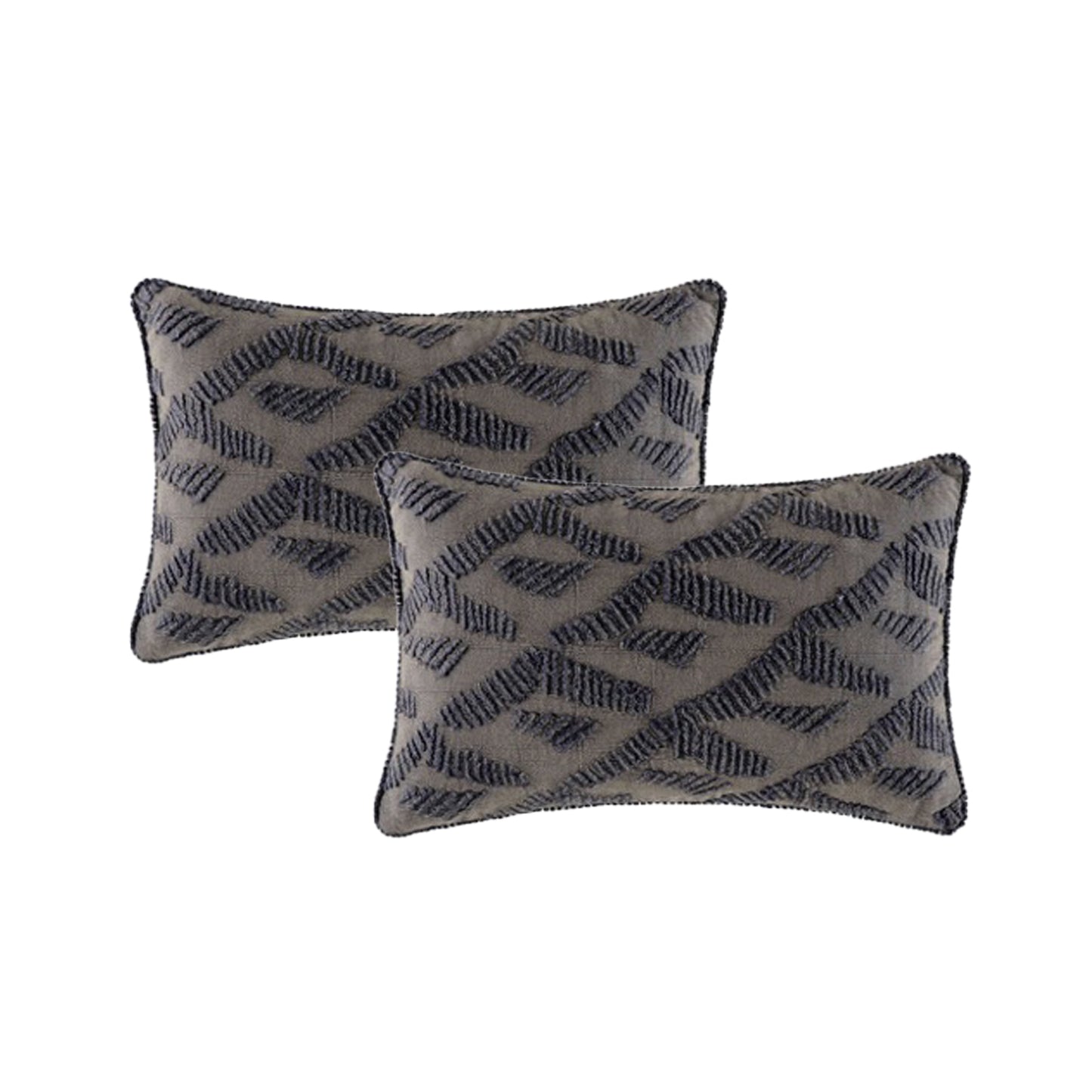 Twin Pack Cotton Embroidered Cushions - 40 x 60cm