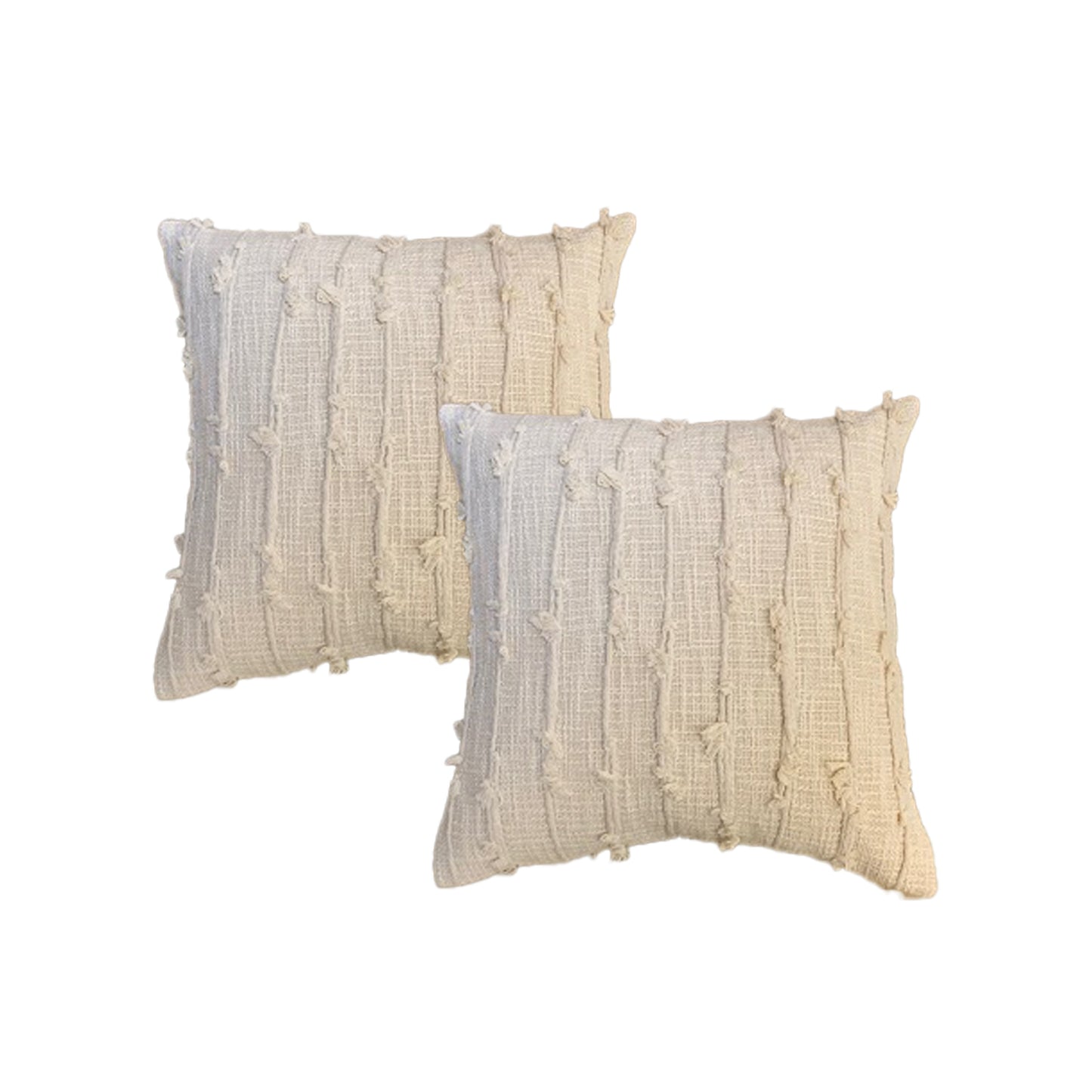 Twin Pack Cotton Embroidered Cushions Henna Natural - 45 x 45cm