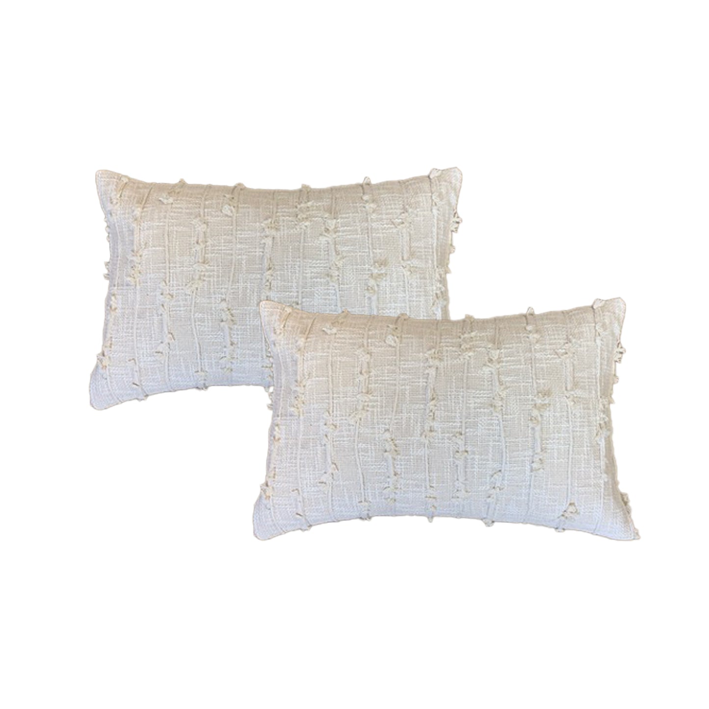 Twin Pack Cotton Embroidered Cushions Derby Natural - 40 x 60cm